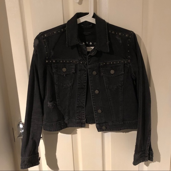 all saints cropped denim jacket